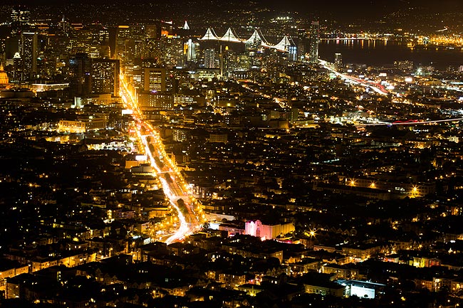 北加州旧金山双子峰夜景